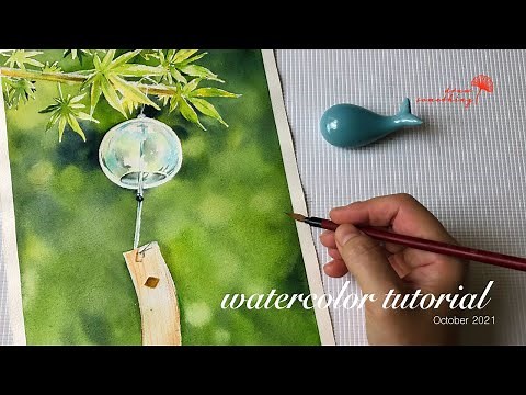 Cách vẽ chuông gió Nhật Bản bằng màu nước / watercolor furin tutorial