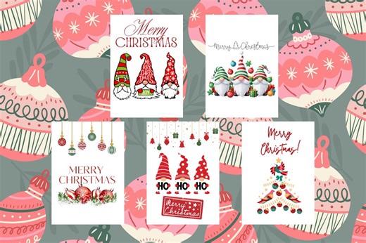 Gnome Christmas Cards, Set of 5, Scandinavian Holiday (instant Download) - Etsy Canada