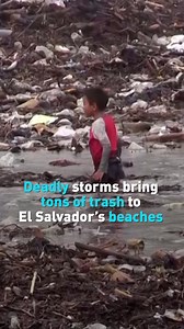2.8K views · 31 reactions | Flooding and landslides from deadly storms have killed at least 19 people in El Salvador and left beaches covered with over 1,000 tons of trash. Here's the latest. | CGTN America | Facebook