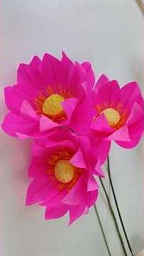 DIY Paper Flowers Crafts - How To Make Lotus Blossom With Crepe Paper - Flower Making With Paper