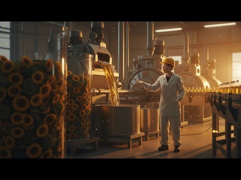 Sunflower Oil Production Process (ASMR) | From Seeds to Bottling