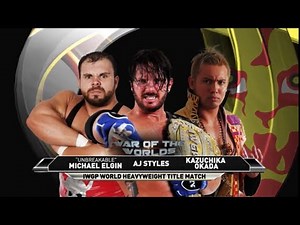 Michael Elgin vs. AJ Styles vs. Kazuchika Okada - ROH/NJPW WAR OF THE WORLDS: IWGP Heavyweight Title