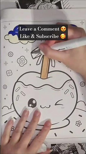 Cute Kawaii Candy Apple Coloring Page #coloringadventure #coloring #art