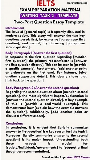 IELTS Writing task 2 template | Two-Part Question type #shorts