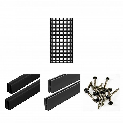 4 ft. x 8. ft Black Privacy Square Vinyl Lattice Panel with Color Matched Screws, Cap and Divider Molding - The Home Depot