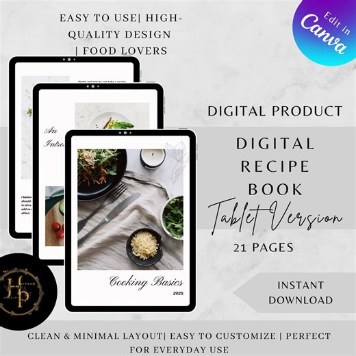 Editable Recipe Book Template for Canva | Minimalist Cookbook (instant Download) - Etsy