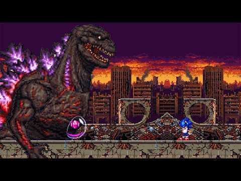 Shin Godzilla GIGA Boss Fight VS Exetior in Sonic Mania Plus
