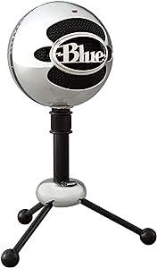 Logitech for Creators Blue Snowball USB Microphone for PC, Mac, Gaming, Streaming, Podcasting, Condenser Mic with Cardioid and Omnidirectional Pickup Patterns, Retro Design – Brushed Aluminum