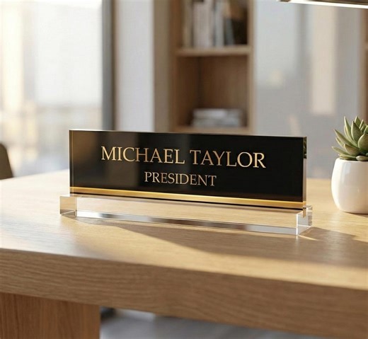 Personalized Black, Gold Desk Name Plate, Custom Office Decor, Name Plate Sign, Desk Plaque - Etsy