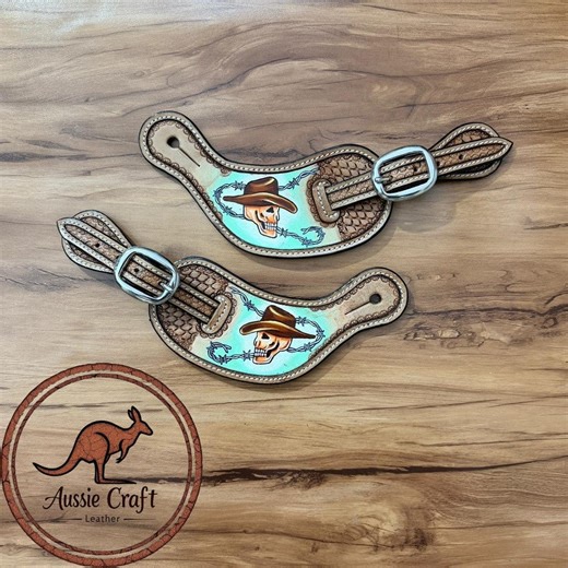 Hand Painted Leather Spur Straps – Skull Cowboy Western Equestrian Gear - Etsy