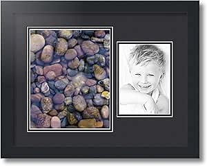ArtToFrames Collage Photo Frame Double Mat with 1-5x7, 8x10 Openings and Satin Black Frame