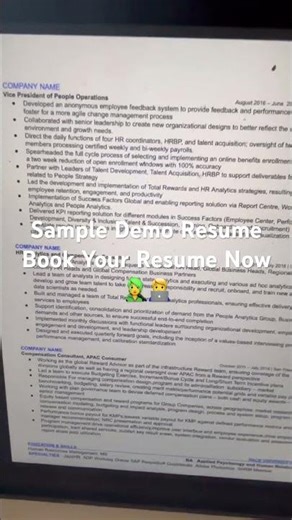 Sample Senior HR Role Demo Resume Book Resume Service
