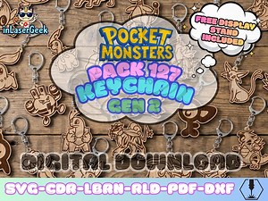 Anime 2nd Gen Pocket Mon Keychain Pack of 127 Laser Cut Files Svg Dxf Cdr Lbrn Rld Pdf Digital Download With Free Display Stand Bonus Set - Etsy