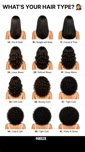 Hair Type Chart: 1A to 4C Hair Types Explained 💇‍♀️#HairTypes #1A4C #HairTexture