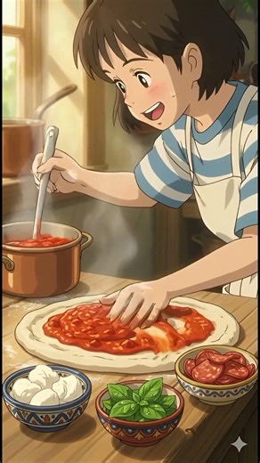 Ghibli Style Pizza Making 🍕✨ | Cozy Anime Cooking Art