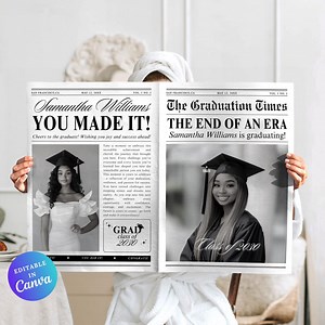 Graduation Newspaper Template, Editable Large Newspaper Graduation Template, Graduation Newspaper for Photography, Graduation Announcement - Etsy