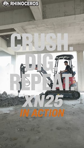 XN25 Mini Excavator — crush, dig, and reshape the ground. www.rhinoexcavator.com | Rhinoceros