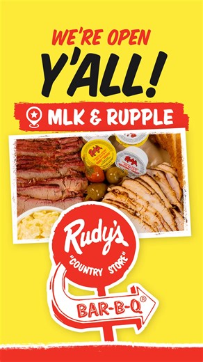 Rudy's “Country Store” and Bar-B-Q has officially landed in NWA! Swing by our new Fayetteville location for real Texas BBQ, made slow and served fast. Brisket, ribs, sausage, and all the fixins'—just the way you like it. Come see us at 4048 W Martin Luther King Jr Blvd! | Rudy's "Country Store" and Bar-B-Q