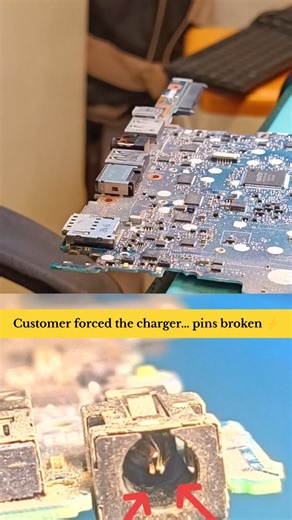 | LAPTOP | MacBook | REPAIR | on Instagram: "This HP laptop came with a completely damaged DC jack. The customer had forced the charger in, which caused track and pin damage. I cleaned the board, rebuilt the broken tracks, installed a new DC jack, and restored the charging successfully. #HPLaptopRepair #DCJackRepair #ChargingPortFix #MotherboardRepair #LaptopTechnician #ChipLevelRepair #TechFix #RepairReels #MicroSoldering #FixingLaptops #RepairExpert #TrendingReels #TechContent #SmallBusinessSu