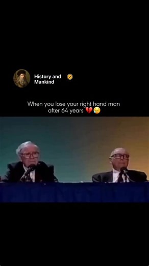 History and mankind on Instagram: "💔😥 Warren Buffett and Charlie Munger shared one of the most extraordinary partnerships in business history—a relationship built not on contracts or ego, but on trust, intellect, and a shared way of seeing the world. When Buffett met Munger in 1959, he found not just a collaborator but a lifelong mental sparring partner who constantly challenged his thinking. Munger pushed Buffett beyond pure bargain-hunting toward buying great businesses at fair prices, a shi