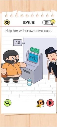 🧠 Brain Test All Star Level 58 Walkthrough | Help him withdraw some cash | Full Solution & Guide