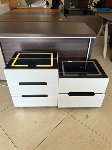 Smart Bedside Table with LED Lighting and Wireless Charging