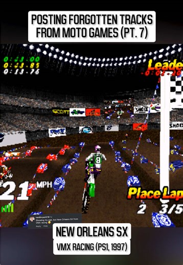 Throwing it back to the PS1 days 🔥 VMX Racing came out in July of 1997 and had Supercross, motocross and enduro tracks. Who remembers playing this one? 🤔 Big thanks to Randi for the recommendation 🙌 What track should we do next? #classicgaming #retrogaming #playstation1
