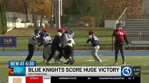 Southington High School Blue Knights named Torrington Savings Bank High School Football Team of the Week after upset victory