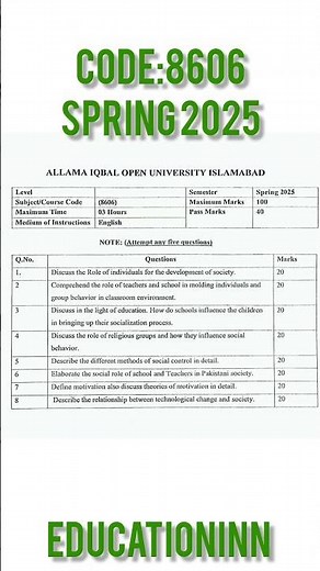 Citizenship Education And Community Engagement 8606, Spring 2025 Paper 🔥🔥.. #aiou #8606