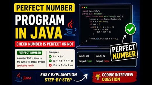 Check if a Number is a Perfect Number in Java | Satrudhan Kumar posted on the topic | LinkedIn