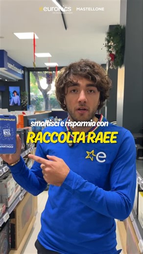 Euronics Mastellone on Instagram: "♻️ Smettila di buttare via i vecchi elettrodomestici. Ogni volta che lo fai, stai buttando soldi veri. Telefono, cassa Bluetooth, tablet, computer. Sono RAEE. Tradotto: li porti in negozio, li smaltisci in modo certificato e ottieni vantaggi reali. 🎁 Sconti 🎁 Credito per i prossimi acquisti Come funziona, senza giri strani: 📲 apri l’app Euronics Mastellone 🪪 ti registri e crei la Fidelity Card 🔌 porti un dispositivo da smaltire ✅ lo registriamo ⭐ i punti f
