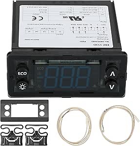 ERC112D Temperature Controller Kit, New BEV Air 00C30-123D-03 Temperature Controller with Dual NTC Sensor Probes, Replacement for Beverage Air Refrigerators, Frosting Output Points, Instructions