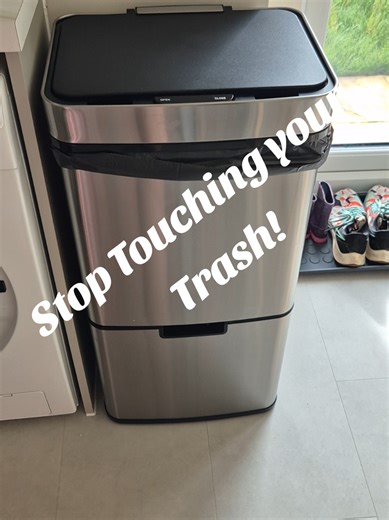 HOMCOM 72liters Recycling Sensor Bin - stainless steel, 3 compartments #cleantok #recyclingbin #tiktokshop #kitchenhacks #organizingtips
