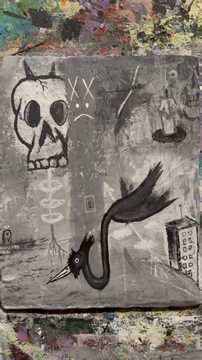 Day 236: Painting Over the Same Artwork for a Year (Falling Bird)