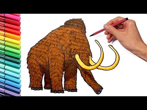 Drawing and Coloring a Mammoth - How to Draw Prehistoric Animals Color pages for Childrens