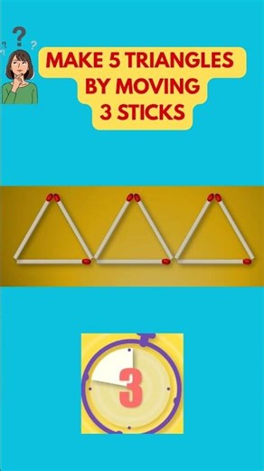 Make 5 triangles by moving three sticks.. #matchstickpuzzle