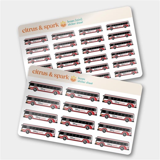 Disney Bus Sticker Sheets | Wdw Transportation | Planner Scrapbook Bullet Junk Journal Stickers for Vacation | Kids Gift Ideas Party Favors - Etsy