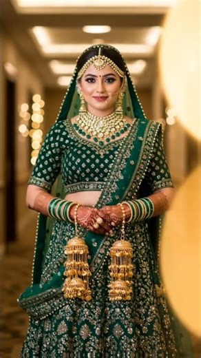 Bridal Kaleera Look | Golden Kaleera with Green Lehenga | Trending Bridal Jewellery #kaleera #short