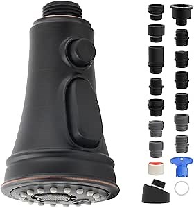 iFealClear Kitchen Faucet Replacement Head, Pull Down Spray Head 3 Modes Kitchen Faucet Sprayer Head Replacement Compatible with Moen, Delta, Kohler, 15 Adapters, Oil Rubbed Bronze