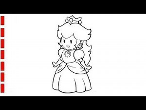 Princess Peach from Super Mario Bros | Easy Drawing and Coloring for Kids