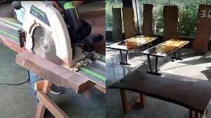Transforming Walnut Wood into a Beautiful Live Edge Slab Table