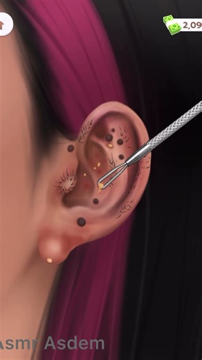 ASMR 🎧 Ear cleaning and care, makeup tutorial animation 💫