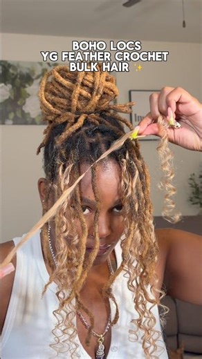 Quick boho loc tutorial ✨ YG feather crochet hair #locs #locsstyles