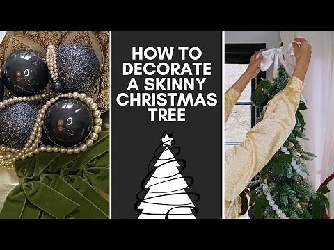How to Decorate a Skinny Christmas Tree with Ribbon Bow Ornaments ~ Simple Classic Designer Look!