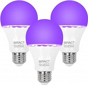 LED Black Light Bulbs, A19,E26,110-240V,9W(75Watt Equivalent), UVA Level 390-400nm Black Light,Black Light Bulbs for Glow Party,Fluorescent Poster, Body Paint, Neon Glow Party(3Pack)