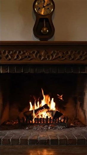 Ancient Fireplace with Clock ⏳ Cozy Crackling Fire Ambience | Vintage Room Relaxing ASMR #shorts