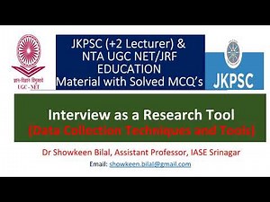 Interview as a Research Tool #jkpsc Lecturer Education MCQS