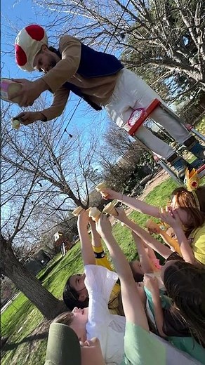 ADLEY CATCHES ICE CREAM!! Crazy Catch at Clair's Birthday Party! Mario Drops Ice Cream from HiGH UP