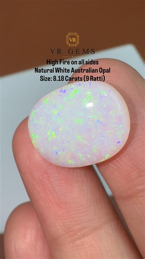 8.18 Carat 9 Ratti Natural Australian White Opal Firing Opal Jaipur Astrology Vedic Jyotish Gemstone