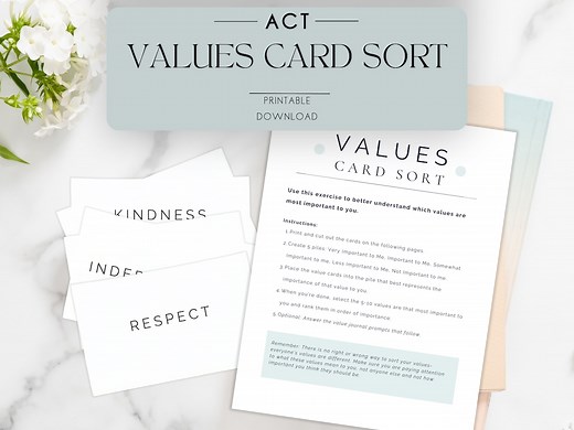 Values Card Sort: Therapy Aide for ACT (printable Download) - Etsy
